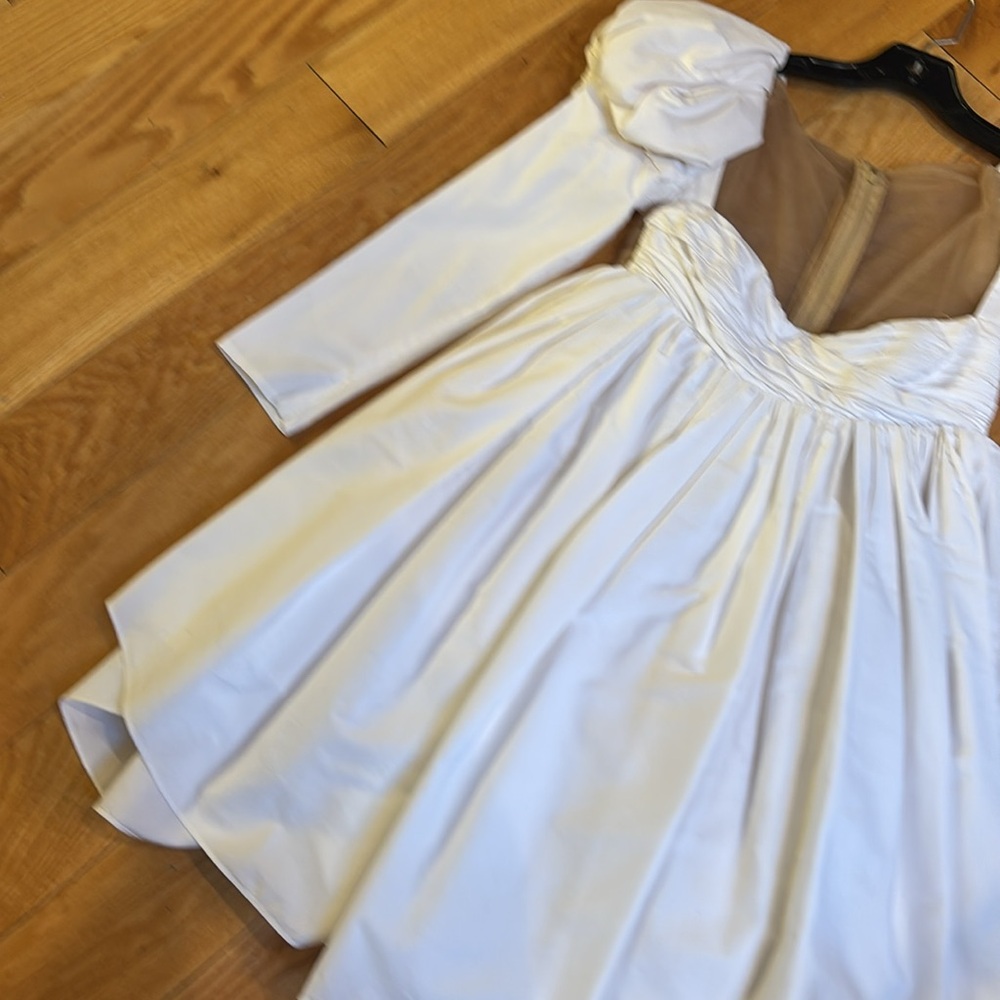 KHAITE Tracy Crystal Embellished Mini Ruched Cotton Dress In White - Picture 4 of 14